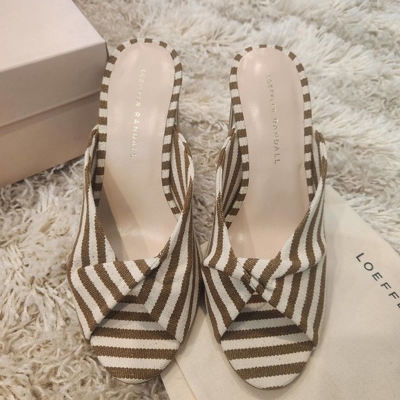 NIB Loeffler Randall Laurel Heeled Sandal in Striped Canvas Size 7.5 - Picture 3 of 11